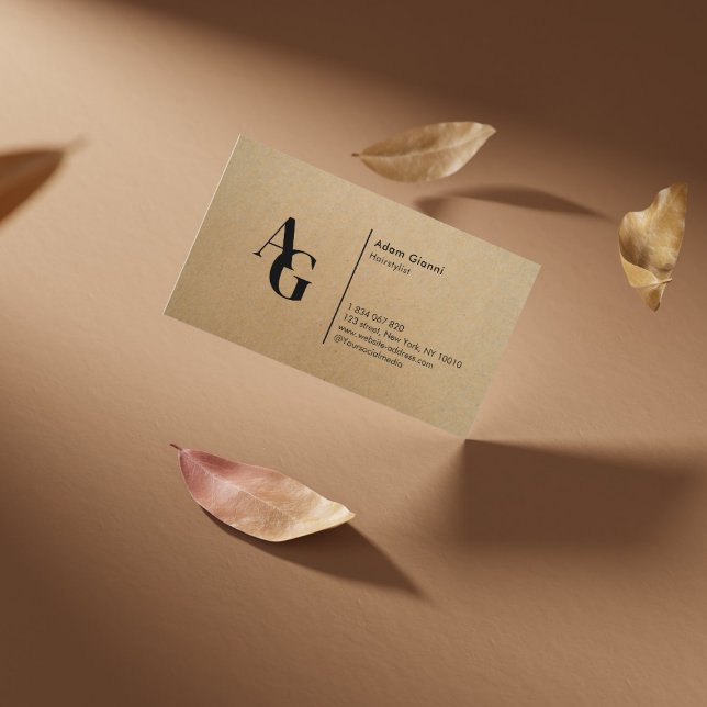 Tarjeta De Visita Peluquero Monogram Kraft (Subido por el creador)