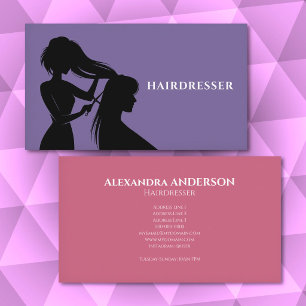 Tarjeta De Visita Peluquero - Morado y Rosa