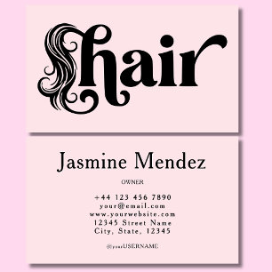 Tarjeta De Visita Peluquero Rosa Rubor Salón Profesional