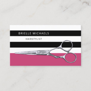 Tarjeta De Visita Peluquero Tijera Magenta