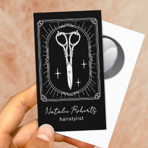 Tarjeta De Visita Peluquero Tijera Vintage Garabato Salón Negro