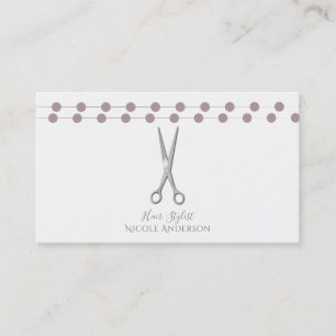 Tarjeta De Visita Peluquero Tijeras de Plata Rosa Mauve Mínimo