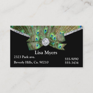 Tarjeta De Visita Penacho y diamantes de lujo del pavo real