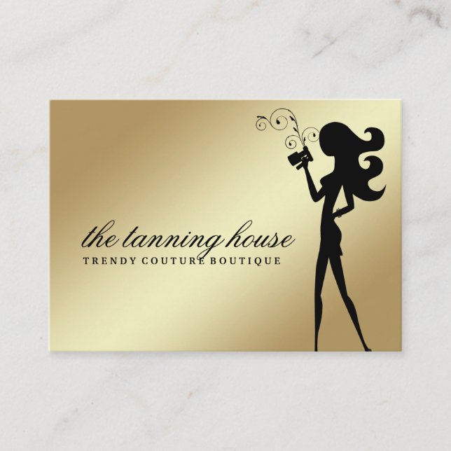 Tarjeta De Visita Pendiente del oro de la silueta del fashionista (Anverso)