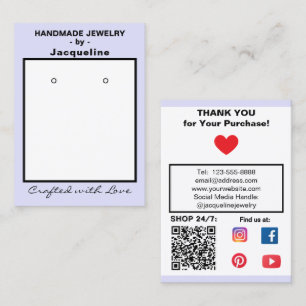 Tarjeta De Visita Pendientes de joyería de lavanda Código QR social
