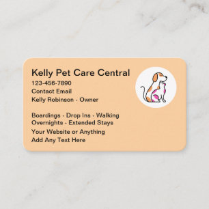 Tarjeta De Visita Pensión de Cuidador de Mascotas Lindo y de Moda