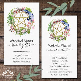 Tarjeta De Visita Pentáculo Naturaleza Flores de guirnalda Boho