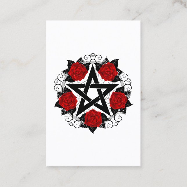 Tarjeta De Visita Pentagram con rosas rojas (Anverso)