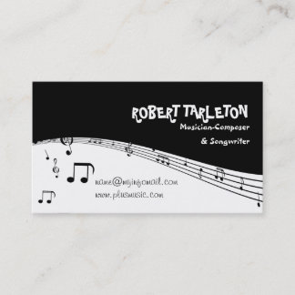 Tarjeta De Visita Pentagrama de música negro, blanco