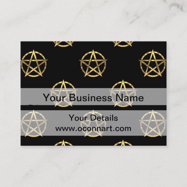 Tarjeta De Visita Pentagrama negro y dorado (Anverso)