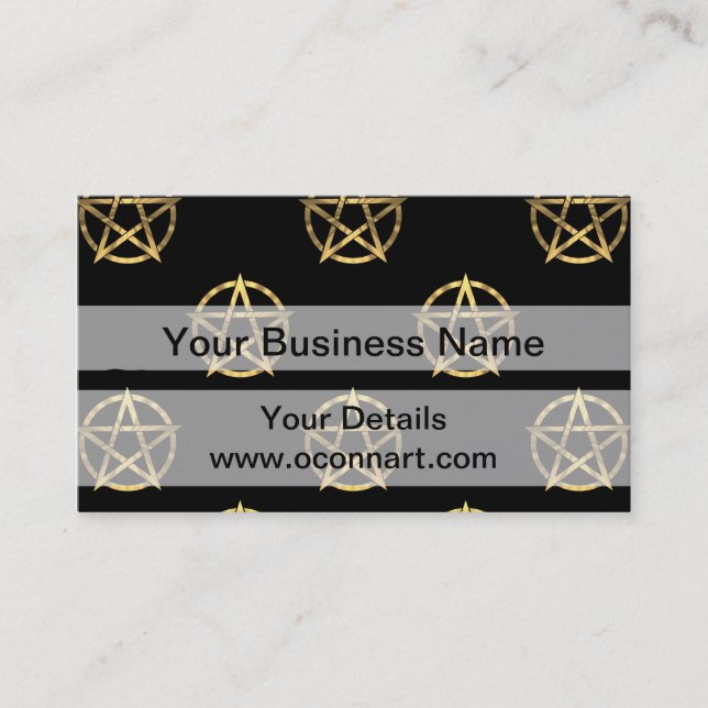 Tarjeta De Visita Pentagrama negro y dorado (Anverso)