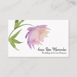 Tarjeta De Visita *~* Peonía de color agua elegante y floral de Lav