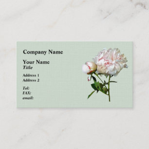 Tarjeta De Visita Peonía rosa pálido y capullo