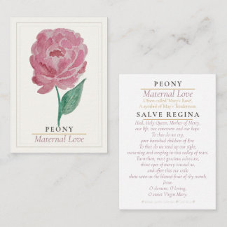 Tarjeta De Visita Peonía Rosa Santa Oración del Jardín Mariano | Mat