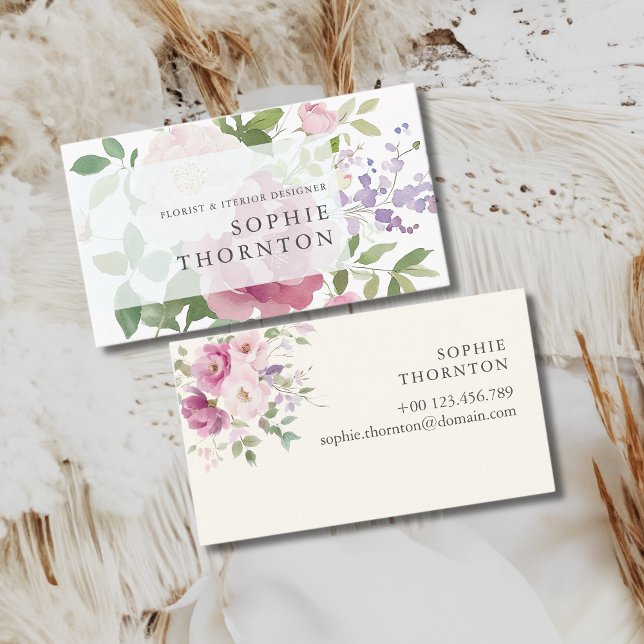 Tarjeta De Visita Peonies elegante (Subido por el creador)