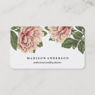 Tarjeta De Visita Peonies rosados del vintage