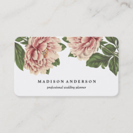 Tarjeta De Visita Peonies rosados vintage