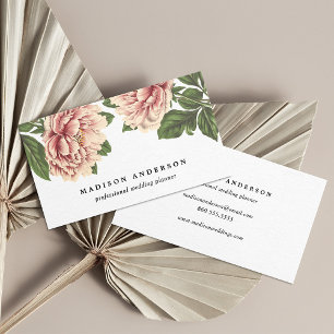 Tarjeta De Visita Peonies rosados vintage