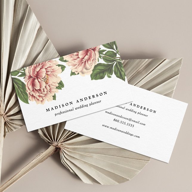 Tarjeta De Visita Peonies rosados vintage (Subido por el creador)