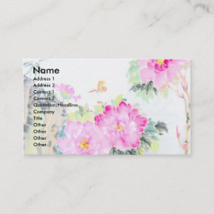 Tarjeta De Visita Peonies y mariposas/diseño de la pintura china