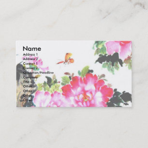 Tarjeta De Visita Peonies y mariposas/diseño de la pintura china