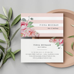 Tarjeta De Visita Peony color de agua rosa y banda Rubor