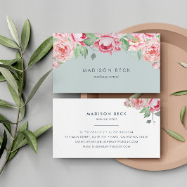 Tarjeta De Visita Peony de acuarela de Rubor y Sage