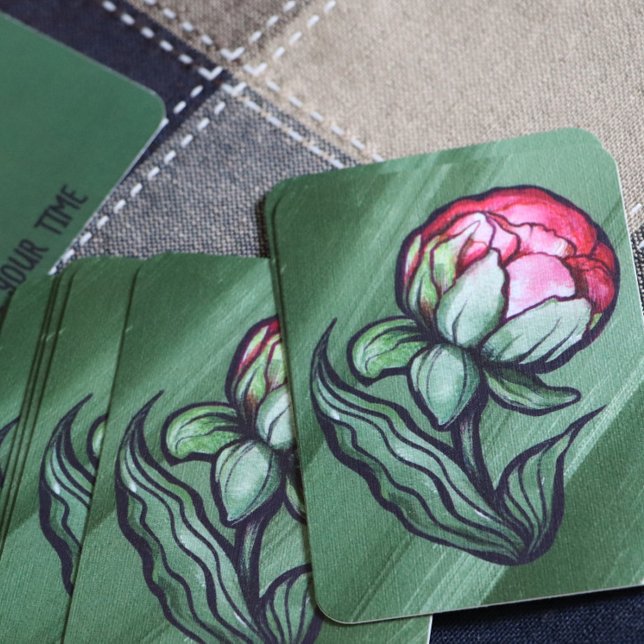 Tarjeta De Visita Peony Flower Peonies Gardener arte Rosa (Subido por el creador)