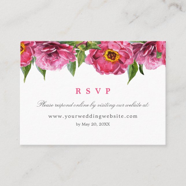 Tarjeta De Visita Peony rosado maravilloso que casa el Web site en (Anverso)