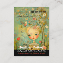 Tarjeta De Visita Pequeña Ave Cuidadora Ayudando Las Manos