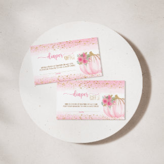 Tarjeta De Visita Pequeña Calabaza Floral Bebé Diaper Raffle Card