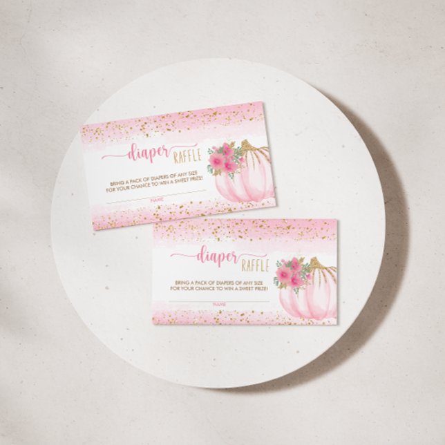 Tarjeta De Visita Pequeña Calabaza Floral Bebé Diaper Raffle Card (Subido por el creador)