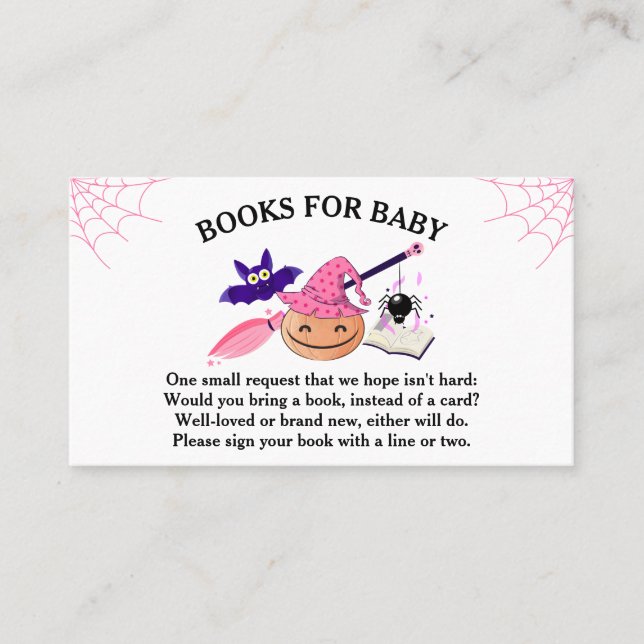 Tarjeta De Visita Pequeña calabaza rosa: Libros de Baby Shower para  (Anverso)