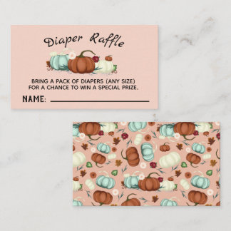 Tarjeta De Visita Pequeña Chica de calabaza Baby Shower Diaper Raffl
