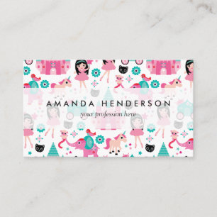 Tarjeta De Visita Pequeña princesa rosada linda Unicorn Magical