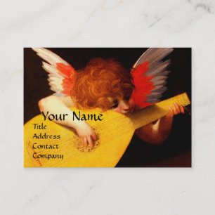 Tarjeta De Visita PEQUEÑO ANGEL JUGANDO música LUTE HACIENDO Cherub