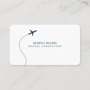 Tarjeta De Visita Pequeño Avión Azul Consultor de Viajes Blanco 