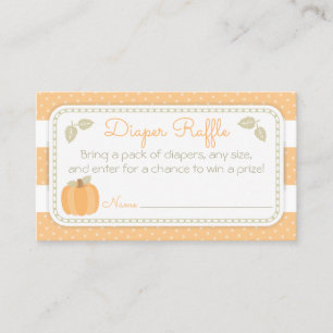 Tarjeta De Visita Pequeño boleto de calabaza Baby Shower Diaper Raff
