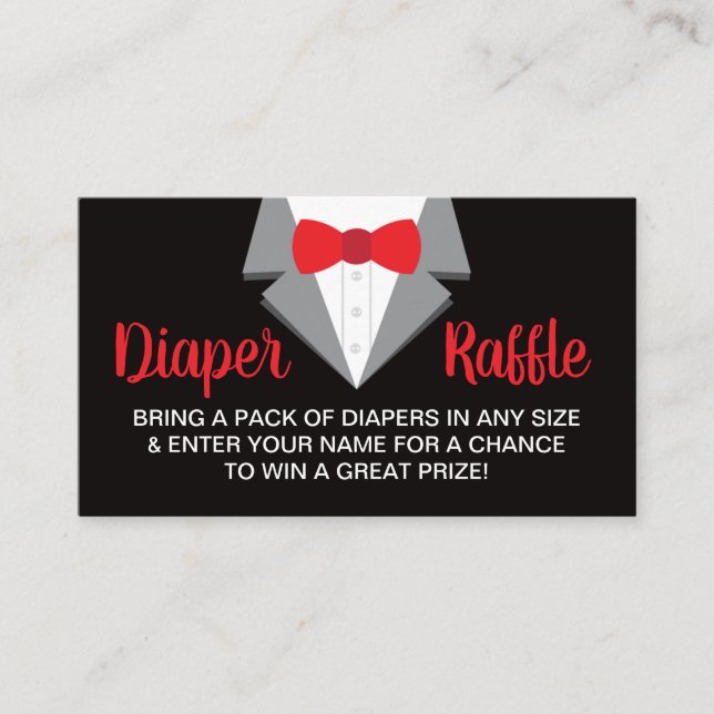 Tarjeta De Visita Pequeño Caballero Diaper Raffle Ticket, Tuxedo (Anverso)