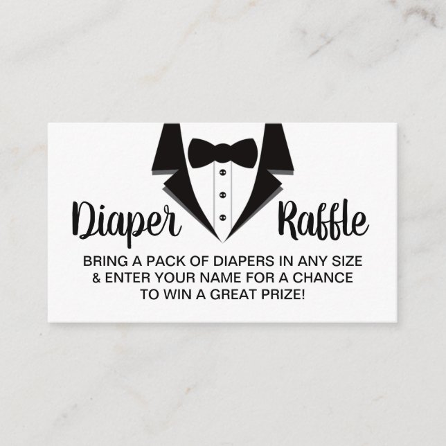 Tarjeta De Visita Pequeño Caballero Diaper Raffle Ticket, Tuxedo (Anverso)