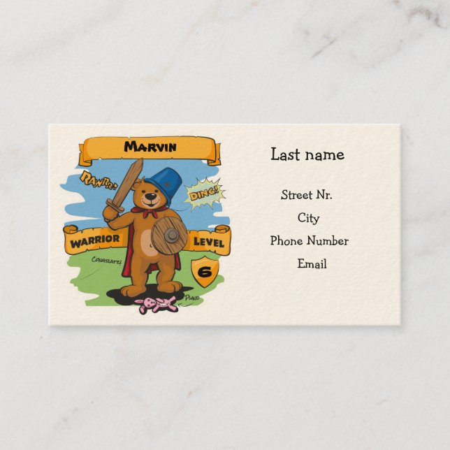 Tarjeta De Visita Pequeño guerrero (Anverso)