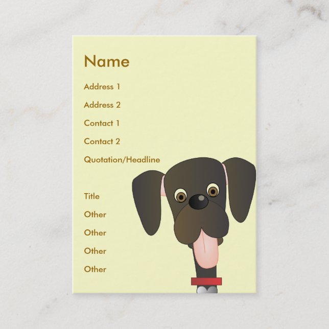 Tarjeta De Visita Pequeño perro grande (Anverso)