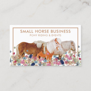 Tarjeta De Visita Pequeño Poni Floral de Cría de Caballos de Montar