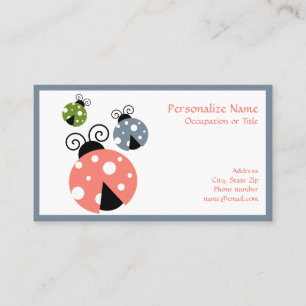 Tarjeta De Visita Pequeño y lindo Ladybugs Mamá Babies Girly Rosa