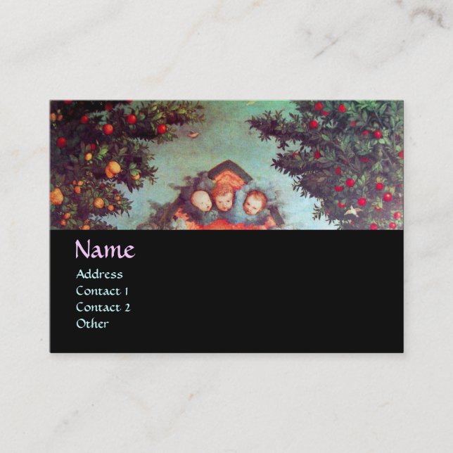 Tarjeta De Visita PEQUEÑOS ÁNGELES MONOGRAMA azul antiguo negro (Anverso)