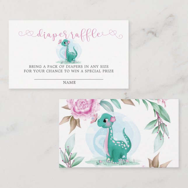 Tarjeta De Visita Pequeños negocios de dinosaurios y pañales rosados (Anverso / Reverso)