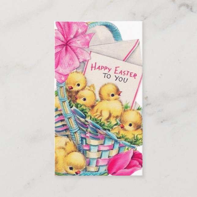 Tarjeta De Visita Pequeños pollitos retro de Semana Santa (Anverso)