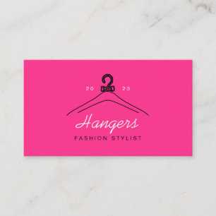 Tarjeta De Visita Perchero de neón rosa estilista de moda