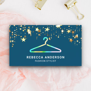 Tarjeta De Visita Perchero de ropa azul confeti Verde Estilista de M
