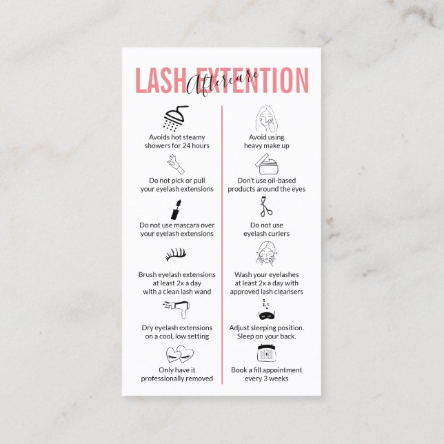 Tarjeta De Visita Pérdida de extensión de cenizas rojas rosadas (Reverso)